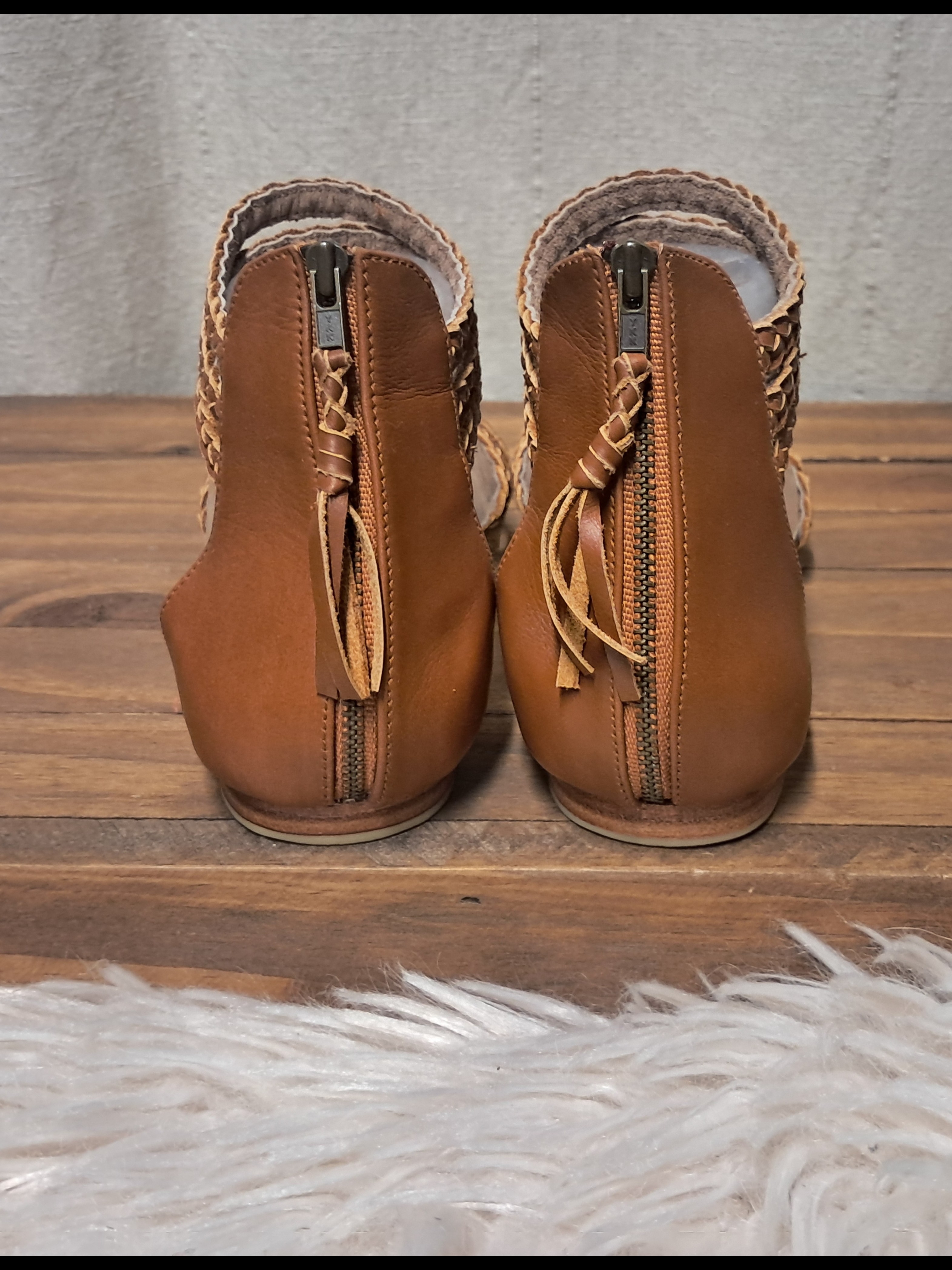 Bali Elf Calypso Braided Leather Gladiator Sandals Camel Tan Boho Size 8 — image 4 of 8